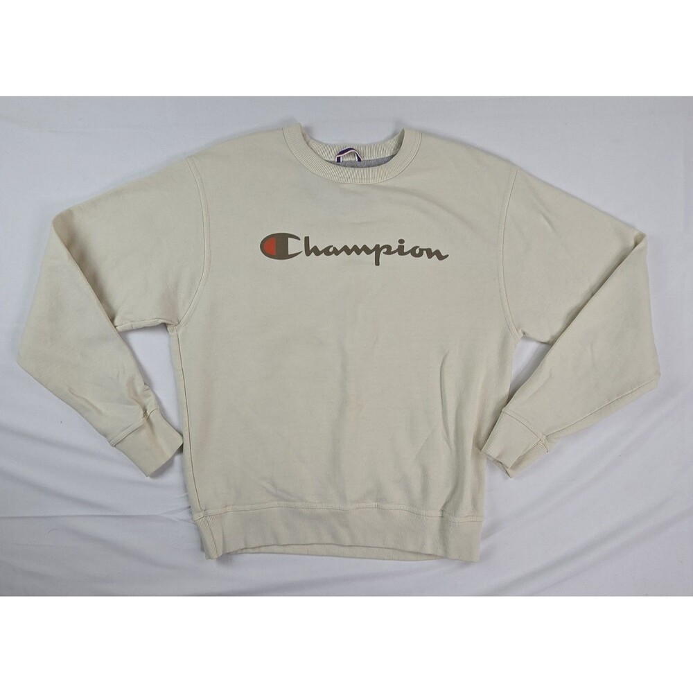 Champion Authentic Athleticwear Mens Medium Off White Crewneck  Sweatshirt